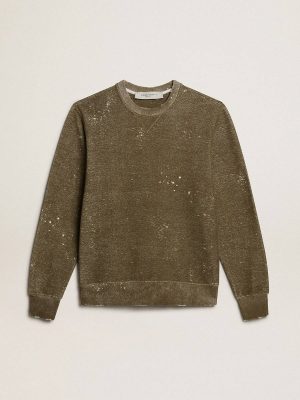 Men Vintage-Effect Beech-Colored Cotton Sweatshirt Beech Sweatshirts Golden Goose - 1