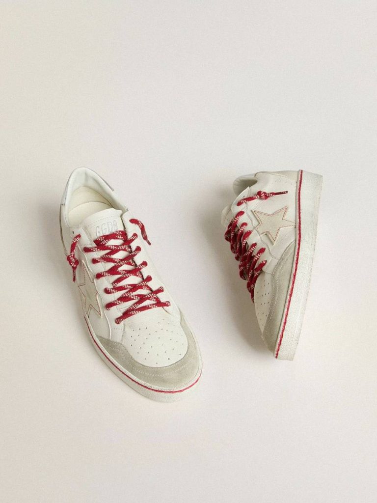 Men’s Ball Star Ltd Cny In White Leather With A Lived-In Effect Men Worn White Ball Star Golden Goose - 2