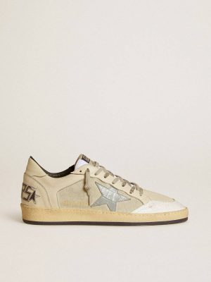 Men's Ball Star Ltd In Leather And Suede With Crocodile Print Leather Star Men Ball Star Golden Goose - 1