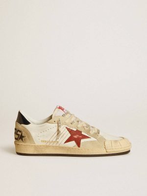 Men's Ball Star Ltd In Nappa Leather With Red Leather Star And Leather Heel Tab Ball Star Men Golden Goose - 1