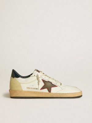 Men’s Ball Star Ltd With Mesh Star And Midnight Blue Leather Heel Tab Ball Star Golden Goose Men White - 1