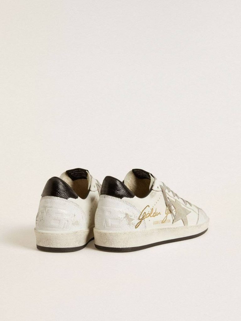 Men’s Ball Star Ltd With Suede Star And Textured Leather Heel Tab Golden Goose White Men Ball Star - 4