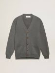 Men's Cardigan In Mélange Gray Cotton With Logo On The Back Golden Goose Knitwear Men Dark Gray Melange - 1