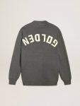 Men's Cardigan In Mélange Gray Cotton With Logo On The Back Golden Goose Knitwear Men Dark Gray Melange - 2