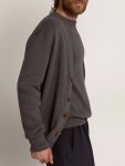 Men's Cardigan In Mélange Gray Cotton With Logo On The Back Golden Goose Knitwear Men Dark Gray Melange - 3