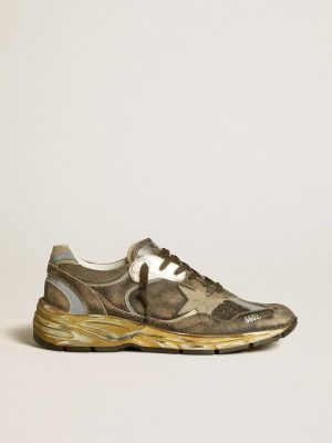 Men’s Dad-Star In Suede And Nylon With Khaki Leather Star And Heel Tab Dad-Star Golden Goose Men - 1