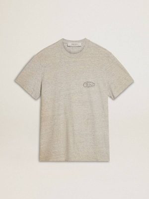 Men's Gray T-Shirt With Black Lettering T-Shirts & Polo Shirts Men Golden Goose Gray - 1