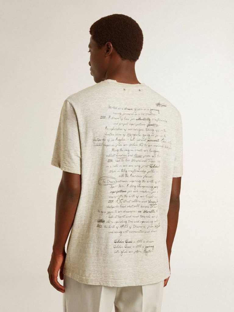 Men's Gray T-Shirt With Black Lettering T-Shirts & Polo Shirts Men Golden Goose Gray - 4