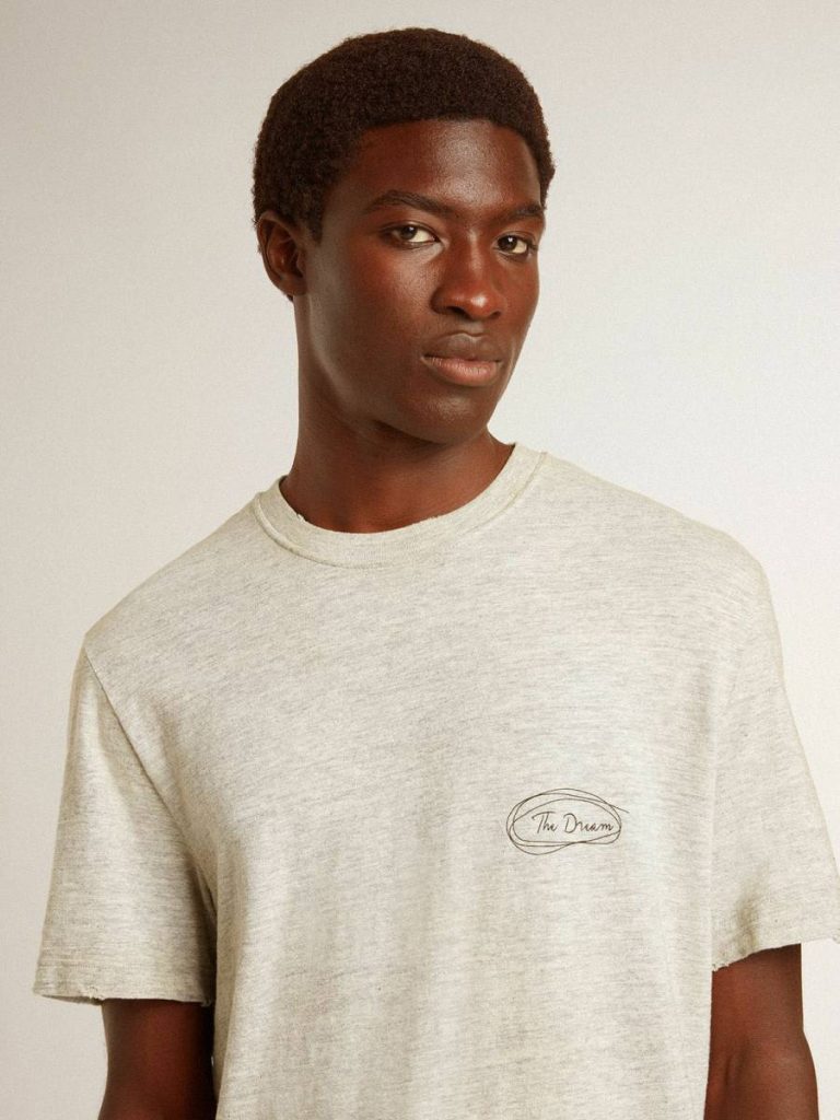 Men's Gray T-Shirt With Black Lettering T-Shirts & Polo Shirts Men Golden Goose Gray - 5
