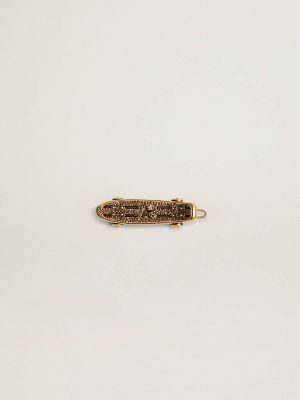 Men's Lace Accessory In Old Gold Color In The Shape Of A Skateboard Golden Goose Jewelry Men Old Gold - 1