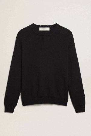 Men’s Round-Neck Sweater In Dark Blue Cotton Knitwear Men Golden Goose Dark Blue - 1