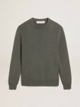 Men's Round-Neck Sweater In Dark Gray Cotton With Logo On The Back Golden Goose Men Knitwear Dark Gray Melange - 1