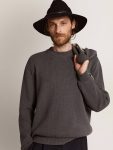 Men's Round-Neck Sweater In Dark Gray Cotton With Logo On The Back Golden Goose Men Knitwear Dark Gray Melange - 2