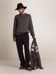 Men's Round-Neck Sweater In Dark Gray Cotton With Logo On The Back Golden Goose Men Knitwear Dark Gray Melange - 3
