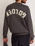 Men's Round-Neck Sweater In Dark Gray Cotton With Logo On The Back Golden Goose Men Knitwear Dark Gray Melange - 4