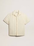 Men's Short-Sleeved Shirt In Ecru-Colored Cotton Ecru Men Golden Goose Shirts - 1
