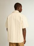 Men's Short-Sleeved Shirt In Ecru-Colored Cotton Ecru Men Golden Goose Shirts - 4
