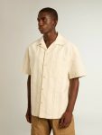 Men's Short-Sleeved Shirt In Ecru-Colored Cotton Ecru Men Golden Goose Shirts - 5