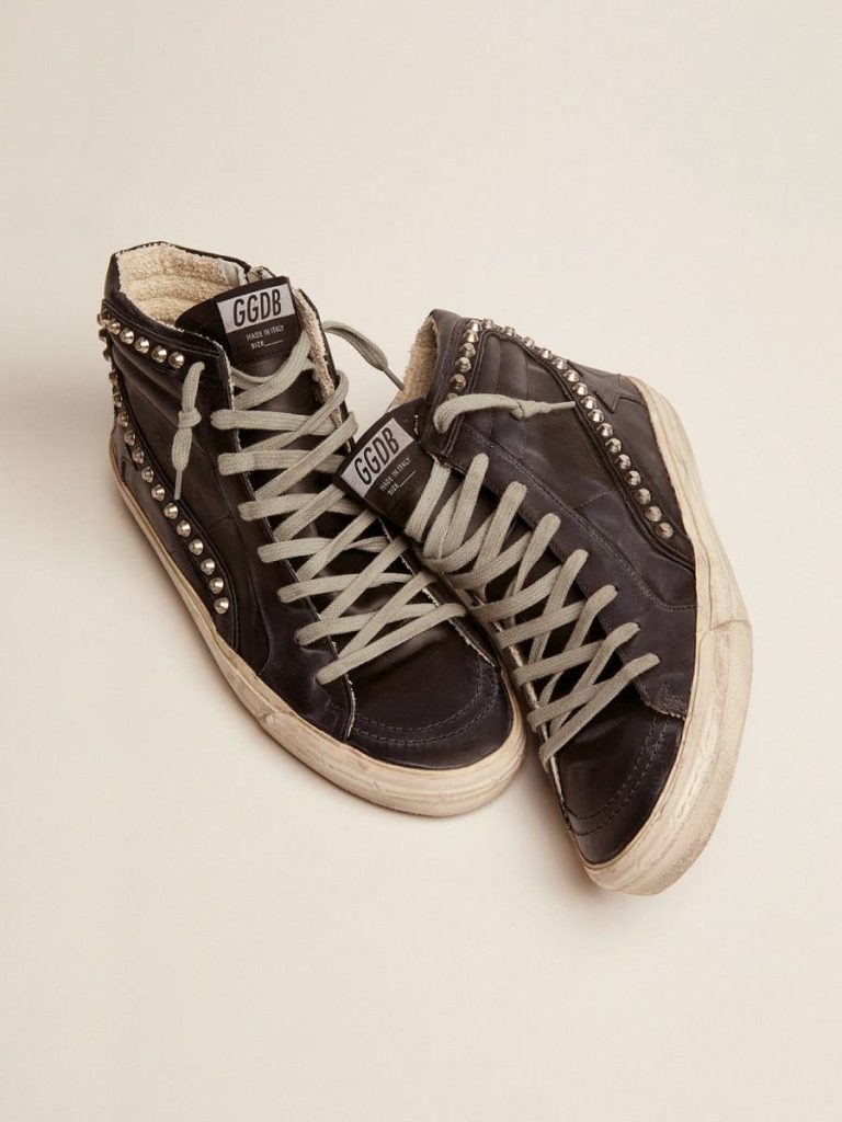 Men's Slide Black With Studs Slide Men Golden Goose - 2