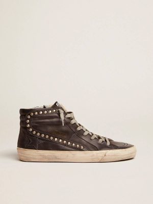 Men's Slide Black With Studs Slide Men Golden Goose - 1