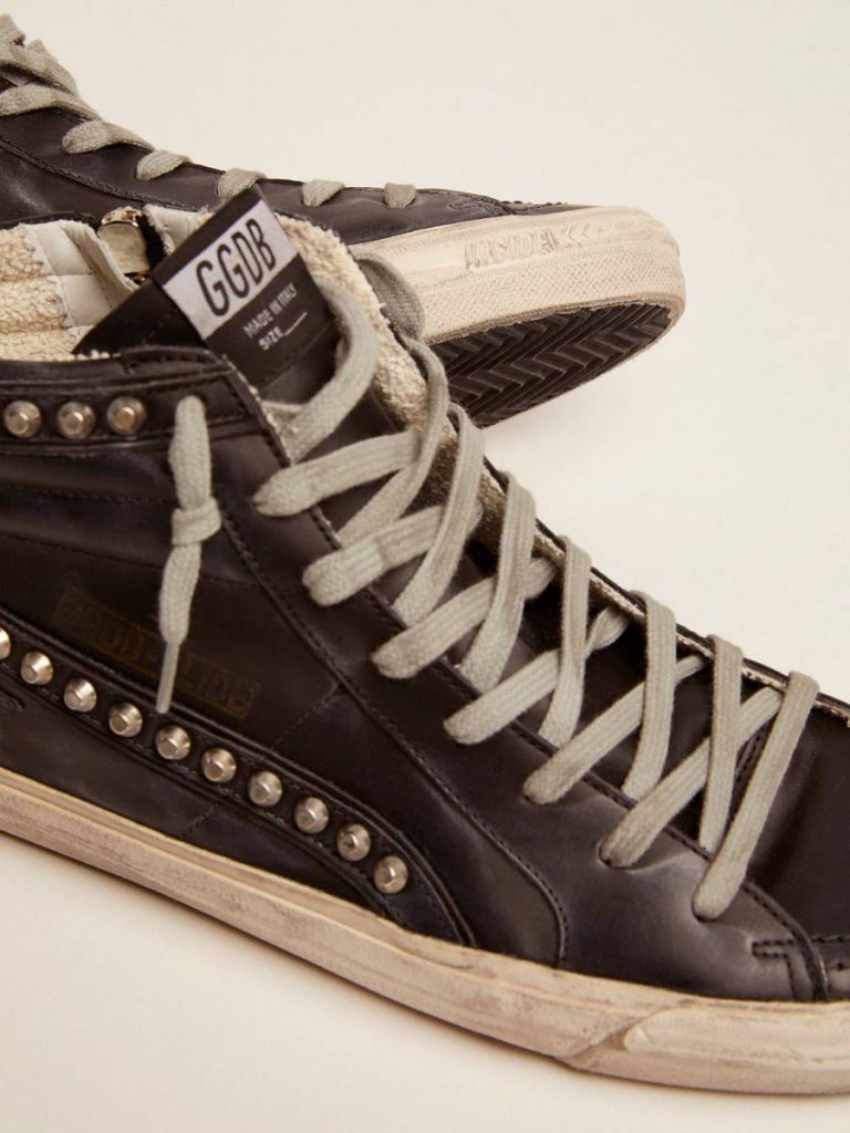 Men's Slide Black With Studs Slide Men Golden Goose - 4