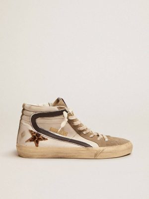Men's Slide With Leopard Print Pony Skin Star And Black Flash Men Slide Golden Goose - 1