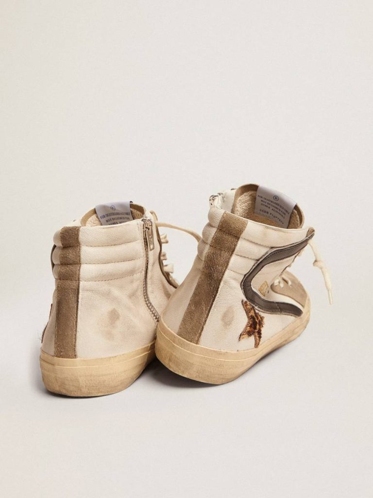 Men's Slide With Leopard Print Pony Skin Star And Black Flash Men Slide Golden Goose - 5
