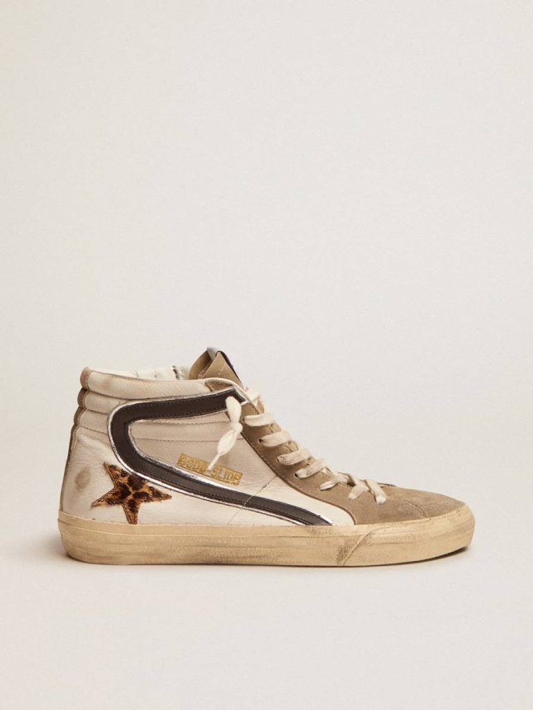 Men's Slide With Leopard Print Pony Skin Star And Black Flash Men Slide Golden Goose - 1