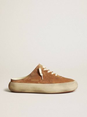 Men's Space-Star Sabots In Tobacco Suede With Perforated Star Space-Star Golden Goose Men - 1