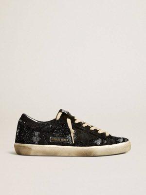 Men’s Super-Star In Black Velvet And Suede With Black Suede Star Golden Goose Super-Star Men - 1