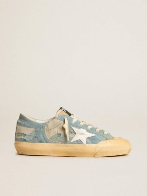 Men's Super-Star In Light Blue Mesh And Nylon With White Leather Star Super-Star Men Golden Goose - 1
