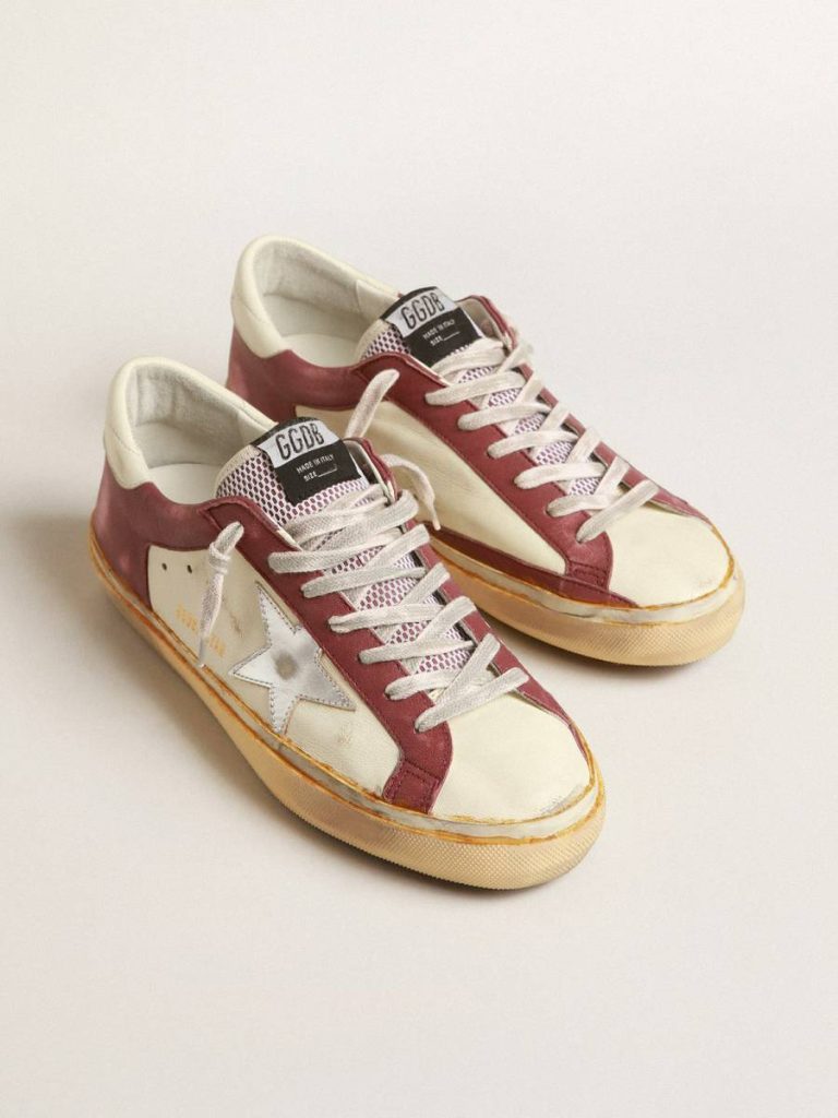 Men's Super-Star In Nappa Leather With Burgundy Inserts And Silver Star Super-Star Golden Goose Men - 2