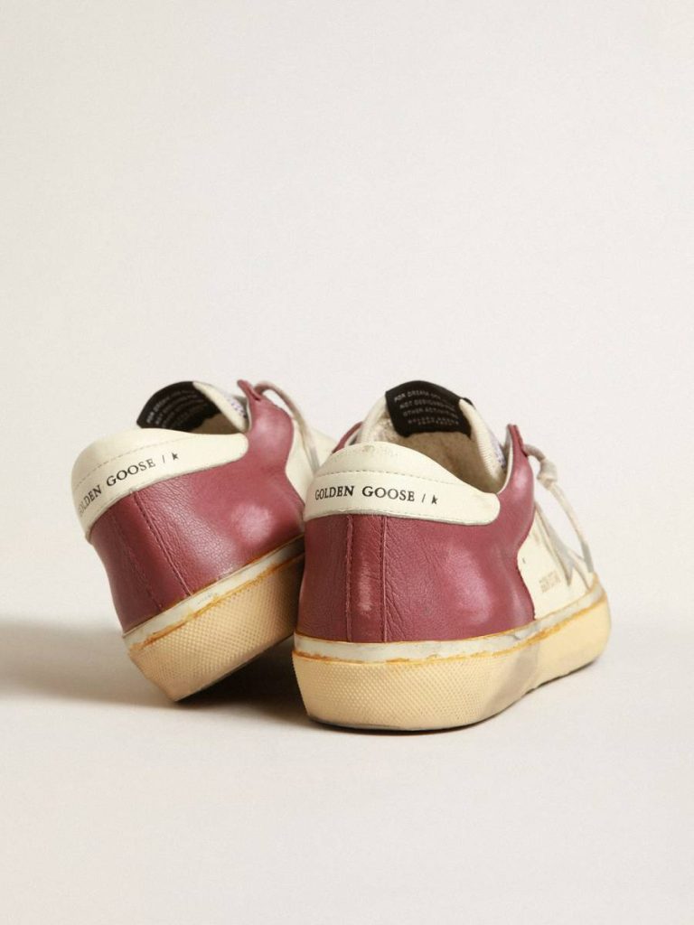 Men's Super-Star In Nappa Leather With Burgundy Inserts And Silver Star Super-Star Golden Goose Men - 4