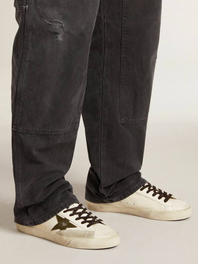 Men's Super-Star In Nappa With Green Leather Star And Gray Leather Heel Tab Super-Star Golden Goose Men - 3