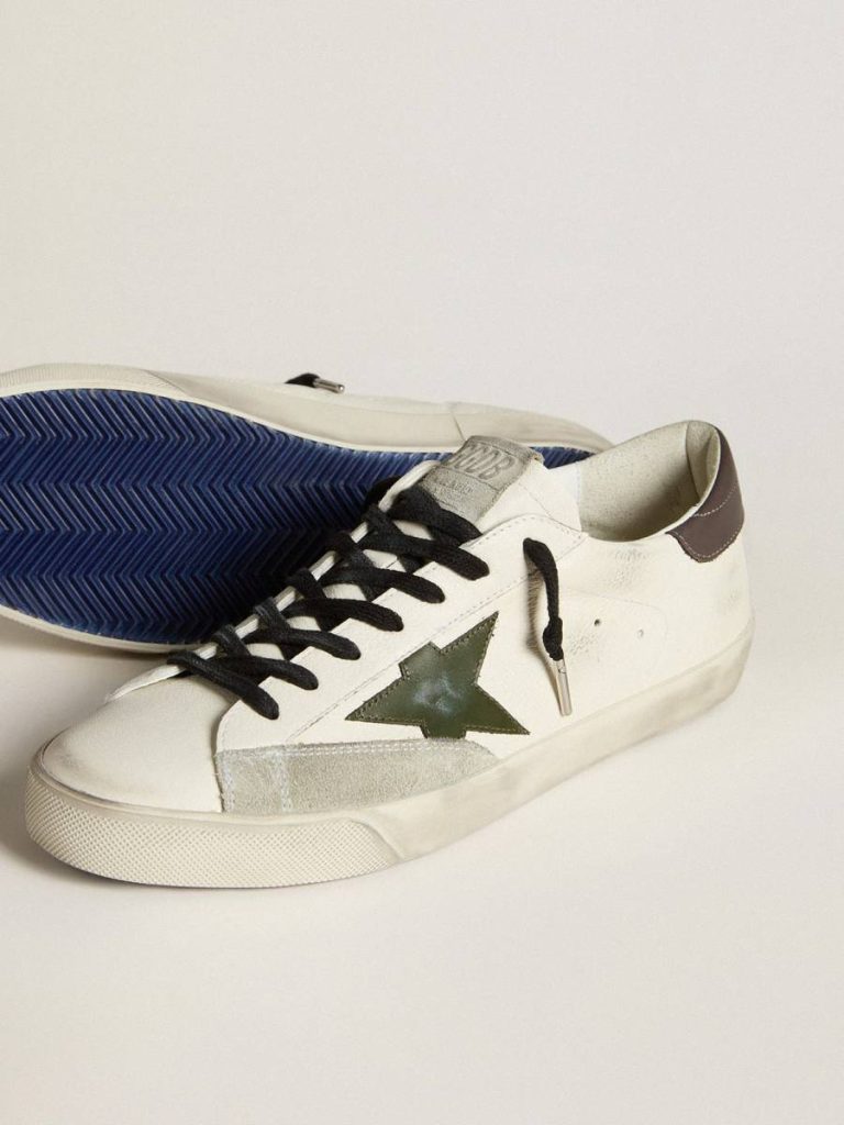 Men's Super-Star In Nappa With Green Leather Star And Gray Leather Heel Tab Super-Star Golden Goose Men - 4