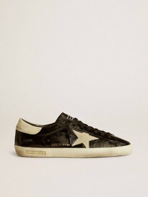 Men's Super-Star Ltd In Black Patent Leather With Suede Star And Heel Tab Golden Goose Men Super-Star - 1