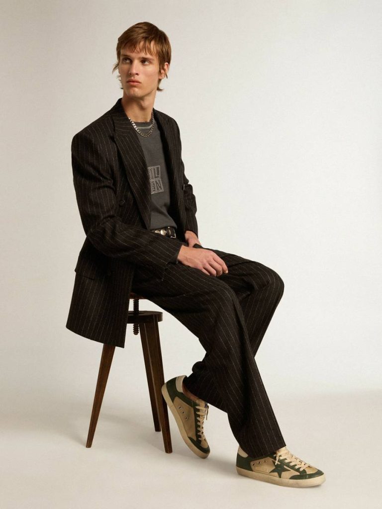 Men's Super-Star Ltd In Cream Mesh And Green Nappa With Nappa Star Golden Goose Men Super-Star - 3