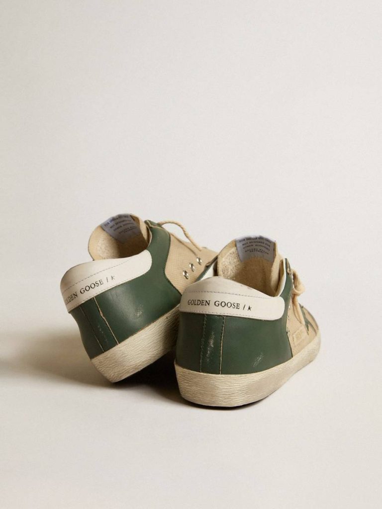 Men's Super-Star Ltd In Cream Mesh And Green Nappa With Nappa Star Golden Goose Men Super-Star - 5