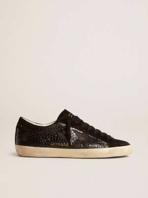 Men's Super-Star Ltd In Crocodile-Print Leather With Black Suede Inserts Men Super-Star Golden Goose - 1