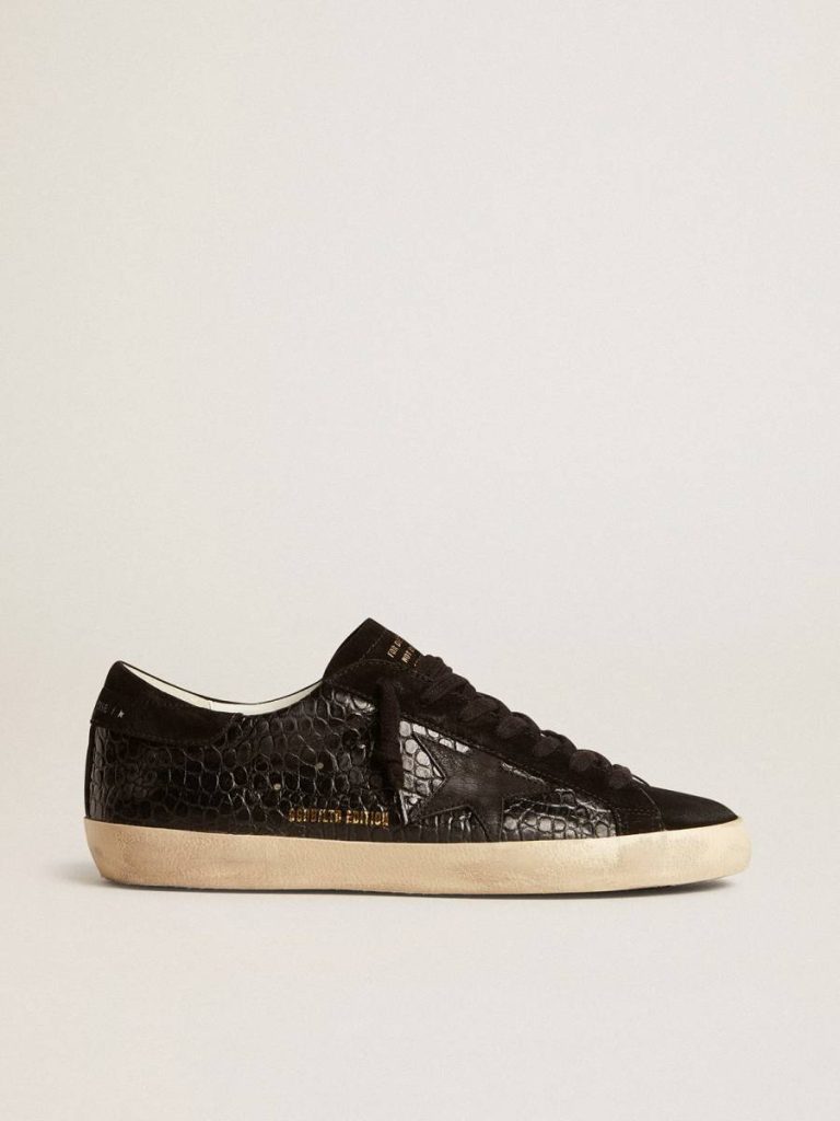 Men's Super-Star Ltd In Crocodile-Print Leather With Black Suede Inserts Men Super-Star Golden Goose - 1