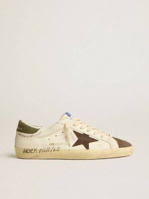Men's Super-Star Ltd In Nappa With Brown Suede Star And Green Heel Tab Men Super-Star Golden Goose - 1