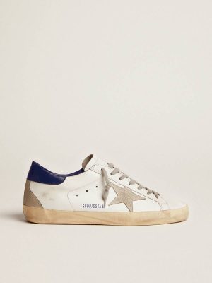Men's Super-Star With Suede Star And Blue Heel Tab Golden Goose Men Super-Star - 1