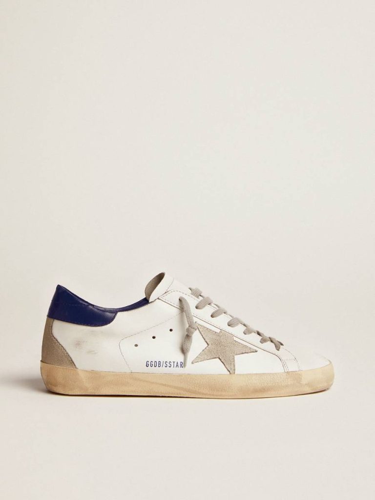 Men's Super-Star With Suede Star And Blue Heel Tab Golden Goose Men Super-Star - 1