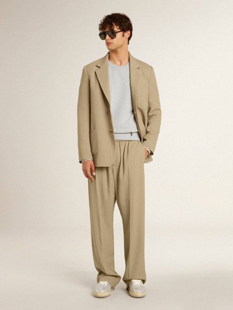 Men's Travertine-Colored Joggers Jeans & Pants Men Travertine Golden Goose - 3
