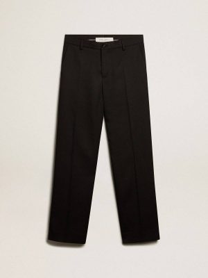 Men’s Tuxedo Pants In Black Wool Gabardine Men Jeans & Pants Black Golden Goose - 1