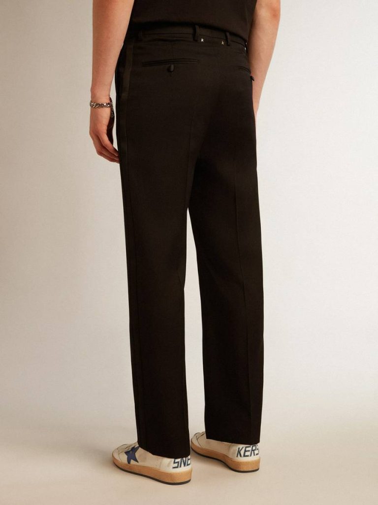 Men’s Tuxedo Pants In Black Wool Gabardine Men Jeans & Pants Black Golden Goose - 4