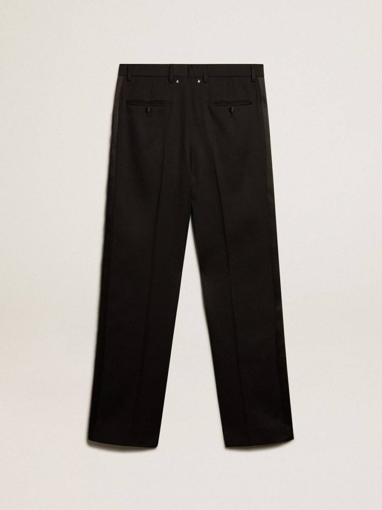 Men’s Tuxedo Pants In Black Wool Gabardine Men Jeans & Pants Black Golden Goose - 5
