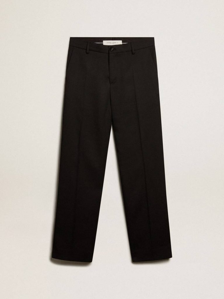 Men’s Tuxedo Pants In Black Wool Gabardine Men Jeans & Pants Black Golden Goose - 1