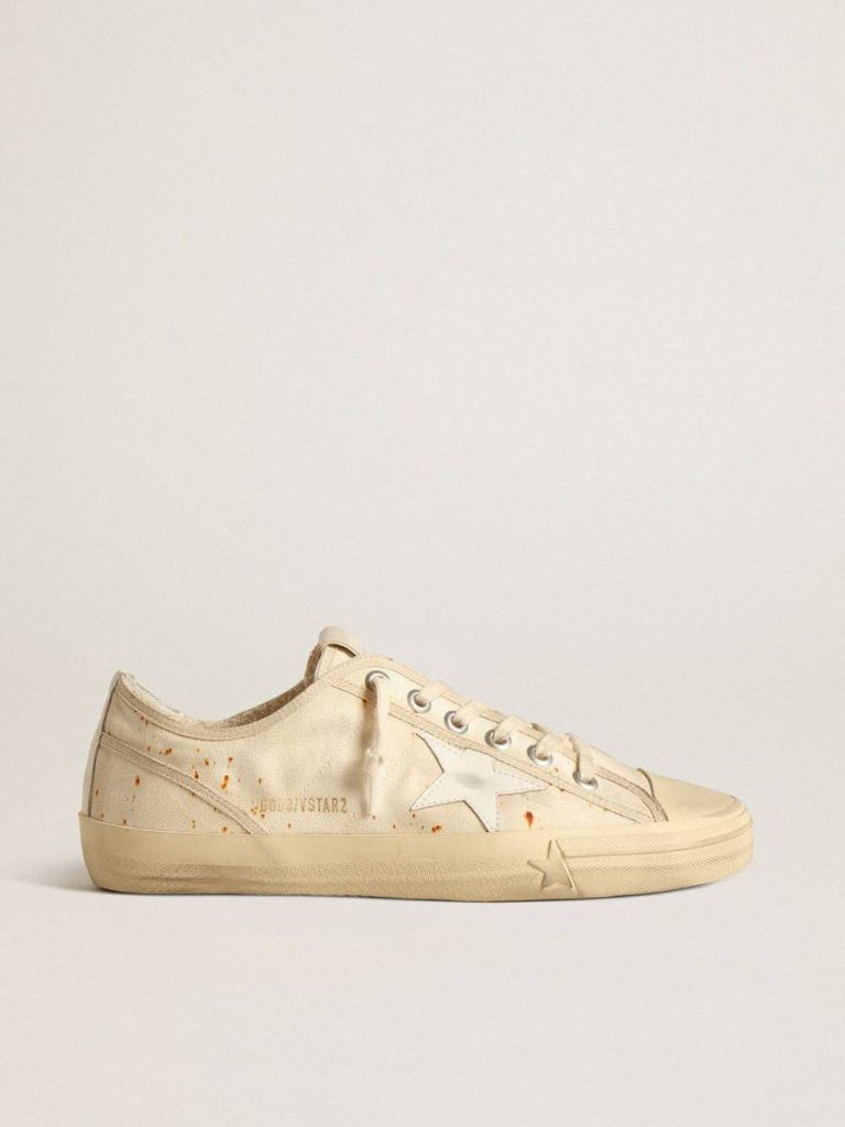 Men’s V-Star Lab In Canvas With Leather Star And Rust-Colored Marks Men V-Star Golden Goose - 1