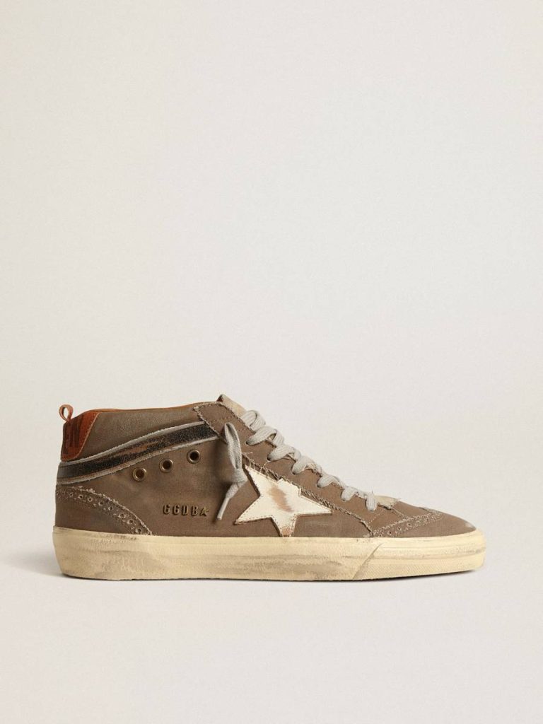 Mid Star In Green Canvas With Leather Star And Black Flash Mid Star Men Golden Goose - 1